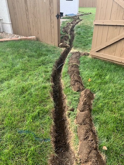 Trench dug for french drain