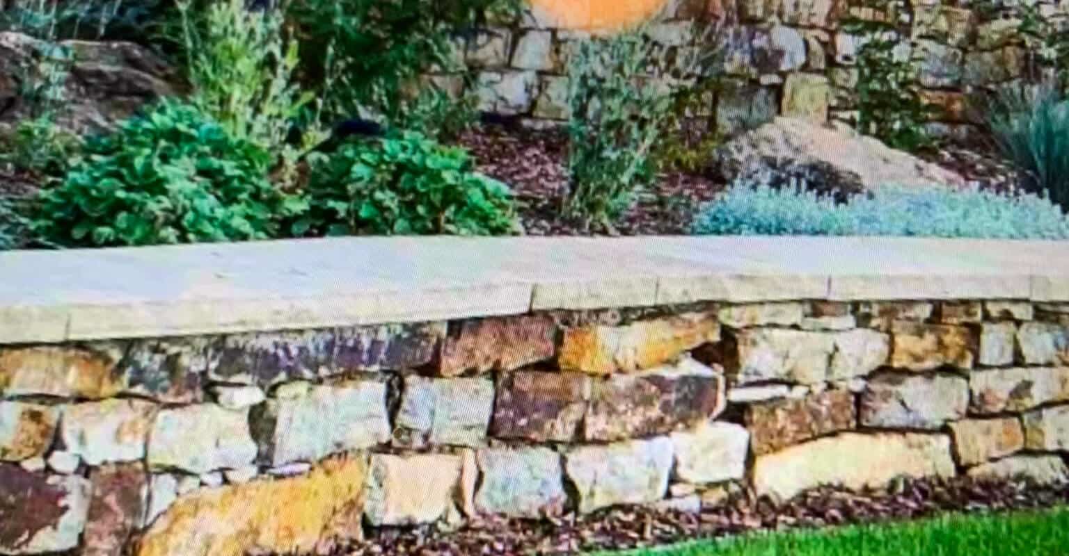 Natural Stone Retaining Wall with Planter